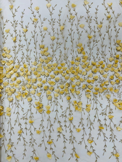 Satin 3D floral glitter Lace 54" Wide| New Creations Fabric & Foam Inc.