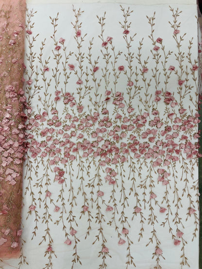 Satin 3D floral glitter Lace 54" Wide| New Creations Fabric & Foam Inc.
