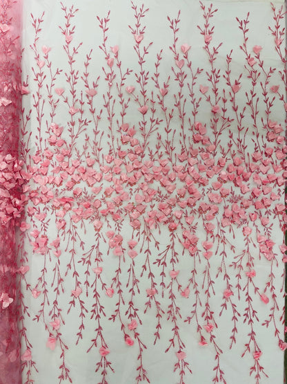 Satin 3D floral glitter Lace 54" Wide| New Creations Fabric & Foam Inc.