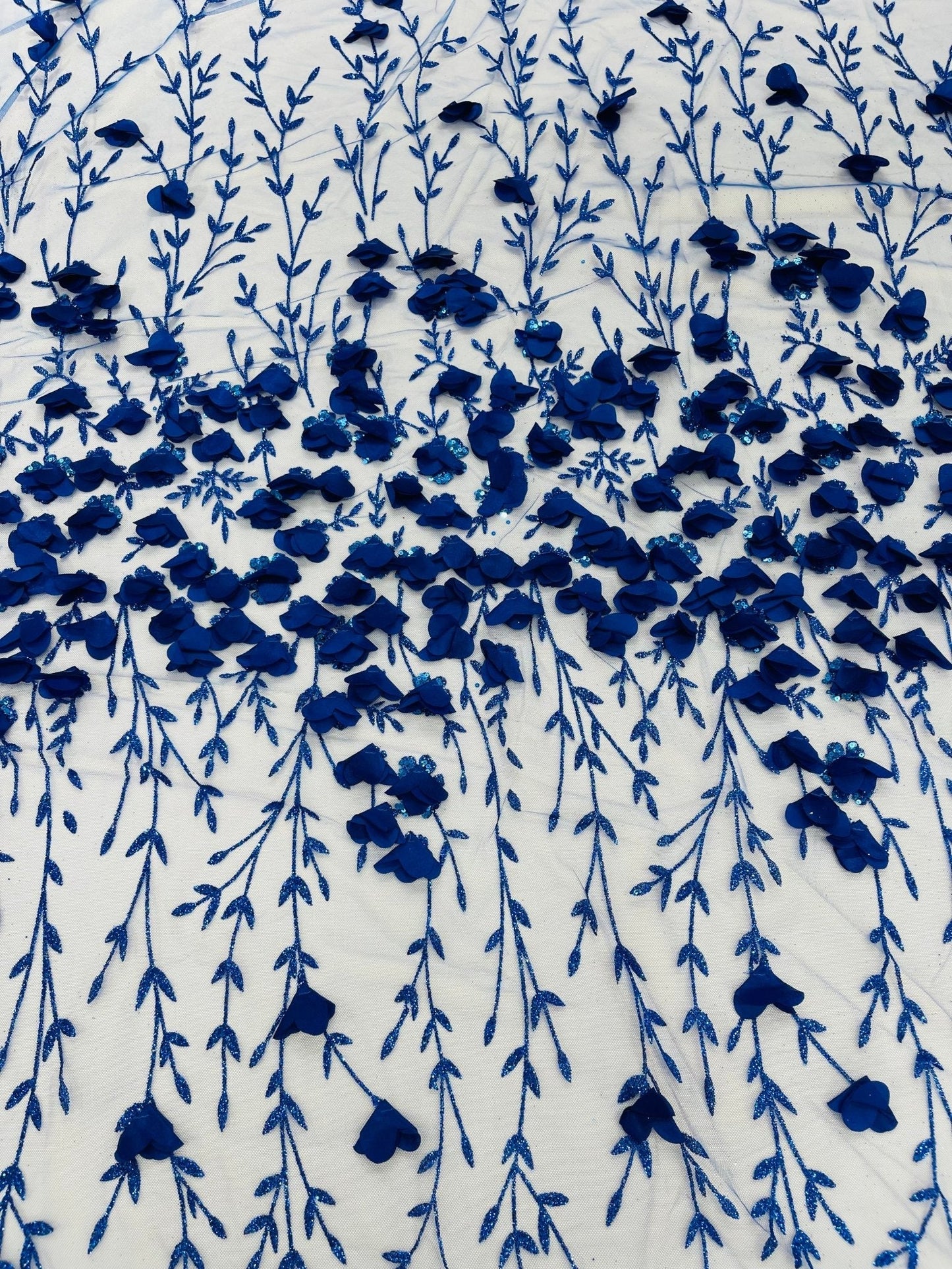 Satin 3D floral glitter Lace 54" Wide| New Creations Fabric & Foam Inc.