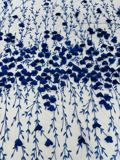 Satin 3D floral glitter Lace 54" Wide| New Creations Fabric & Foam Inc.