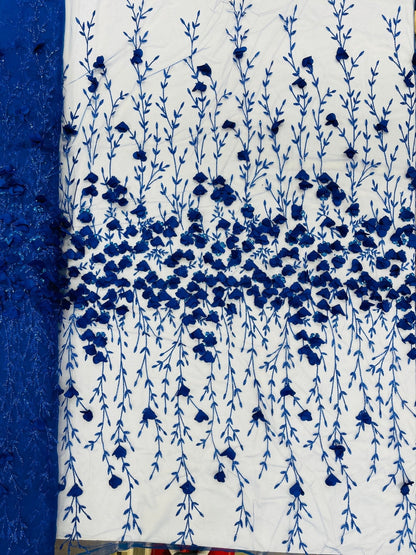 Satin 3D floral glitter Lace 54" Wide| New Creations Fabric & Foam Inc.