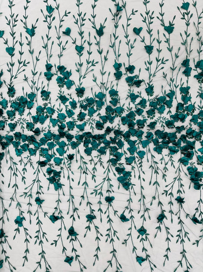 Satin 3D floral glitter Lace 54" Wide| New Creations Fabric & Foam Inc.