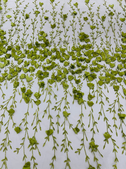 Satin 3D floral glitter Lace 54" Wide| New Creations Fabric & Foam Inc.