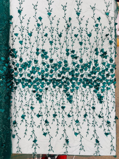 Satin 3D floral glitter Lace 54" Wide| New Creations Fabric & Foam Inc.