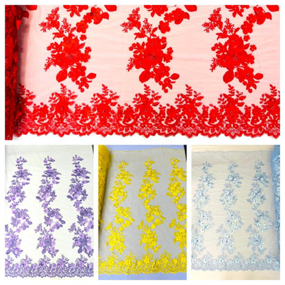 Scarlet 3d Floral Design Lace 54" Wide| New Creations Fabric & Foam Inc.