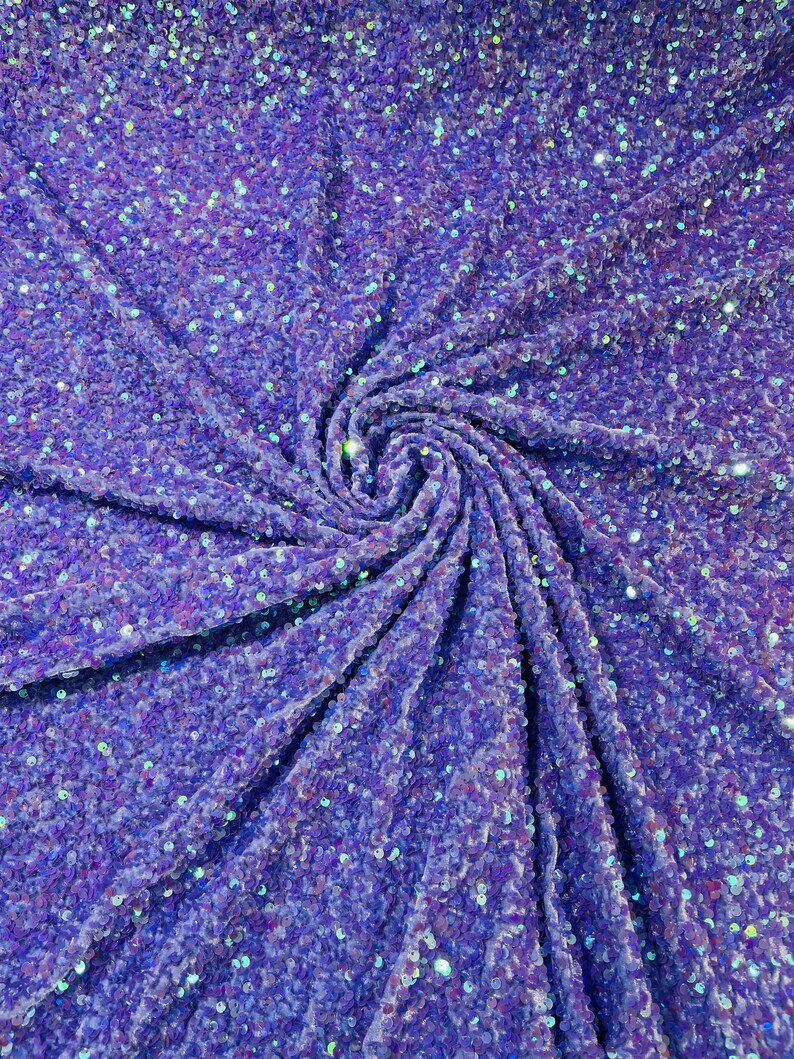 All-Over 5mm Shiny Sequins Stretch Velvet 54" Wide| New Creations Fabric & Foam Inc.