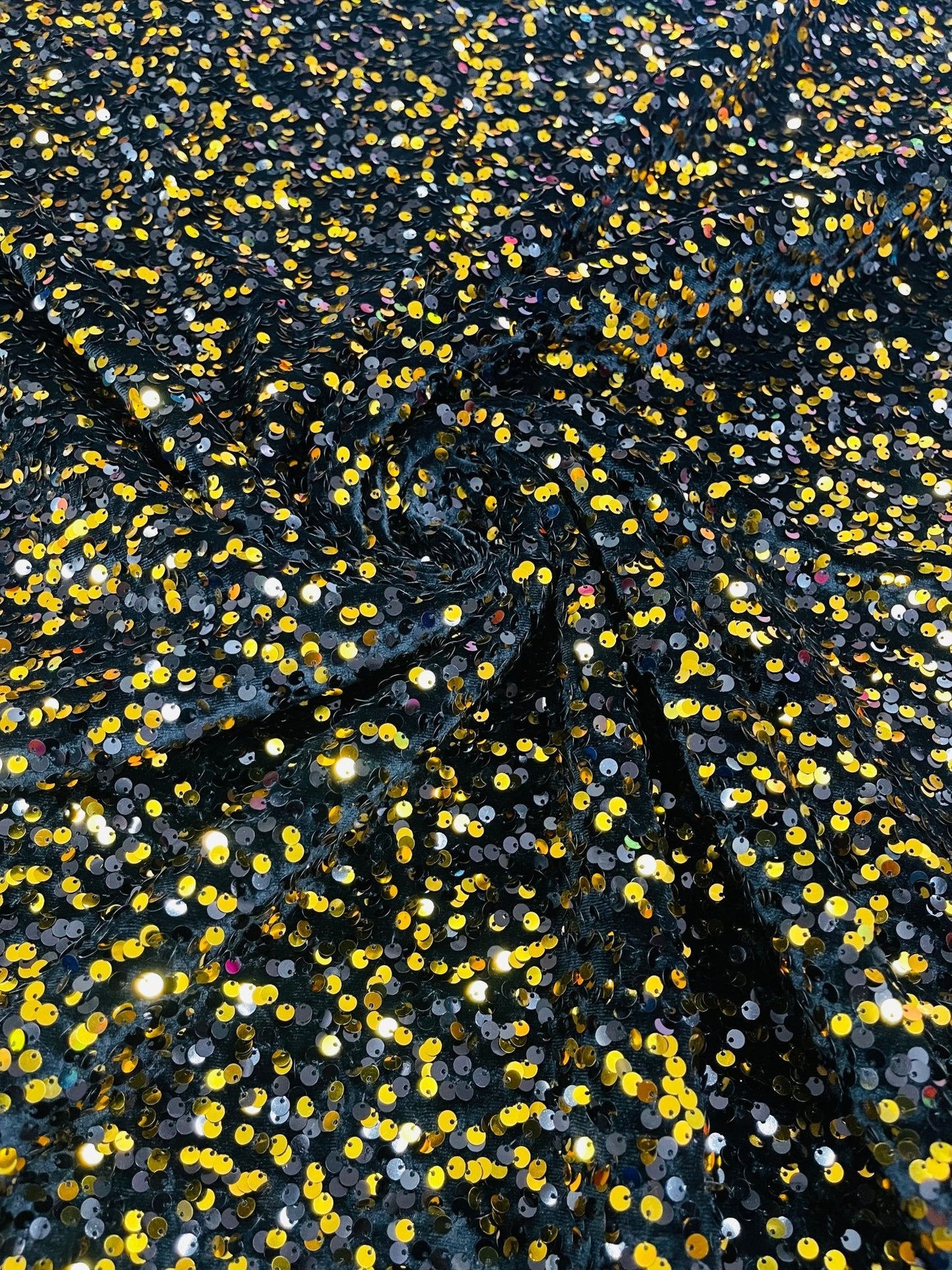All-Over 5mm Shiny Sequins Stretch Velvet 54" Wide| New Creations Fabric & Foam Inc.
