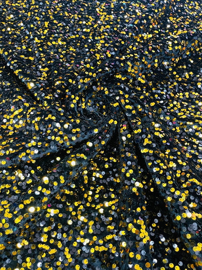 All-Over 5mm Shiny Sequins Stretch Velvet 54" Wide| New Creations Fabric & Foam Inc.