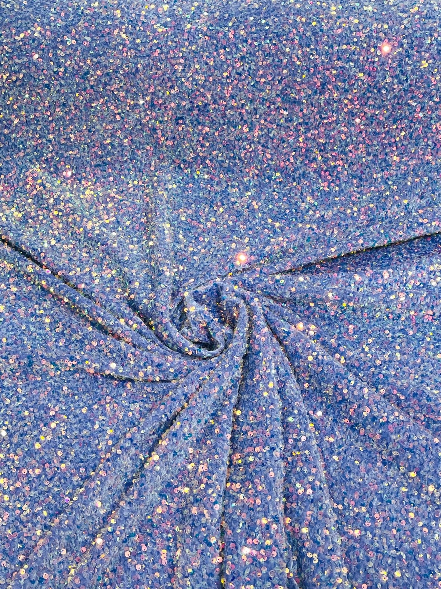 All-Over 5mm Shiny Sequins Stretch Velvet 54" Wide| New Creations Fabric & Foam Inc.