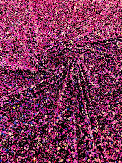 All-Over 5mm Shiny Sequins Stretch Velvet 54" Wide| New Creations Fabric & Foam Inc.