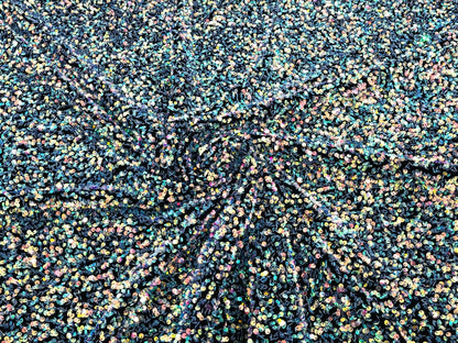 All-Over 5mm Shiny Sequins Stretch Velvet 54" Wide| New Creations Fabric & Foam Inc.
