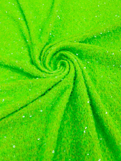 All-Over 5mm Shiny Sequins Stretch Velvet 54" Wide| New Creations Fabric & Foam Inc.