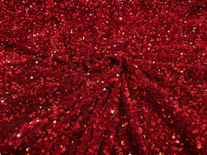 All-Over 5mm Shiny Sequins Stretch Velvet 54" Wide| New Creations Fabric & Foam Inc.