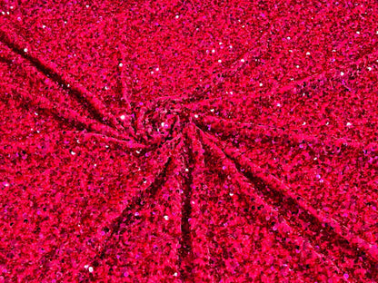 All-Over 5mm Shiny Sequins Stretch Velvet 54" Wide| New Creations Fabric & Foam Inc.