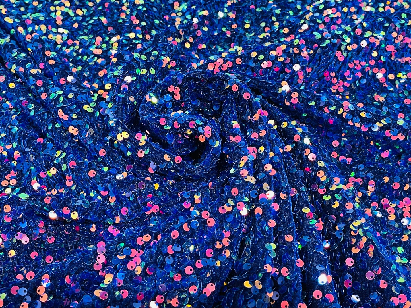 All-Over 5mm Shiny Sequins Stretch Velvet 54" Wide| New Creations Fabric & Foam Inc.