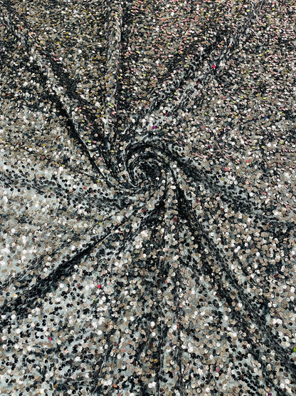All-Over 5mm Shiny Sequins Stretch Velvet 54" Wide| New Creations Fabric & Foam Inc.