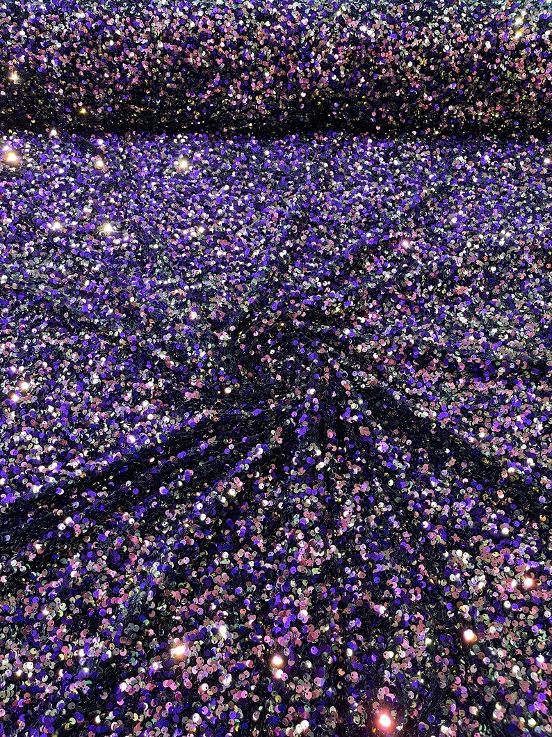 All-Over 5mm Shiny Sequins Stretch Velvet 54" Wide| New Creations Fabric & Foam Inc.
