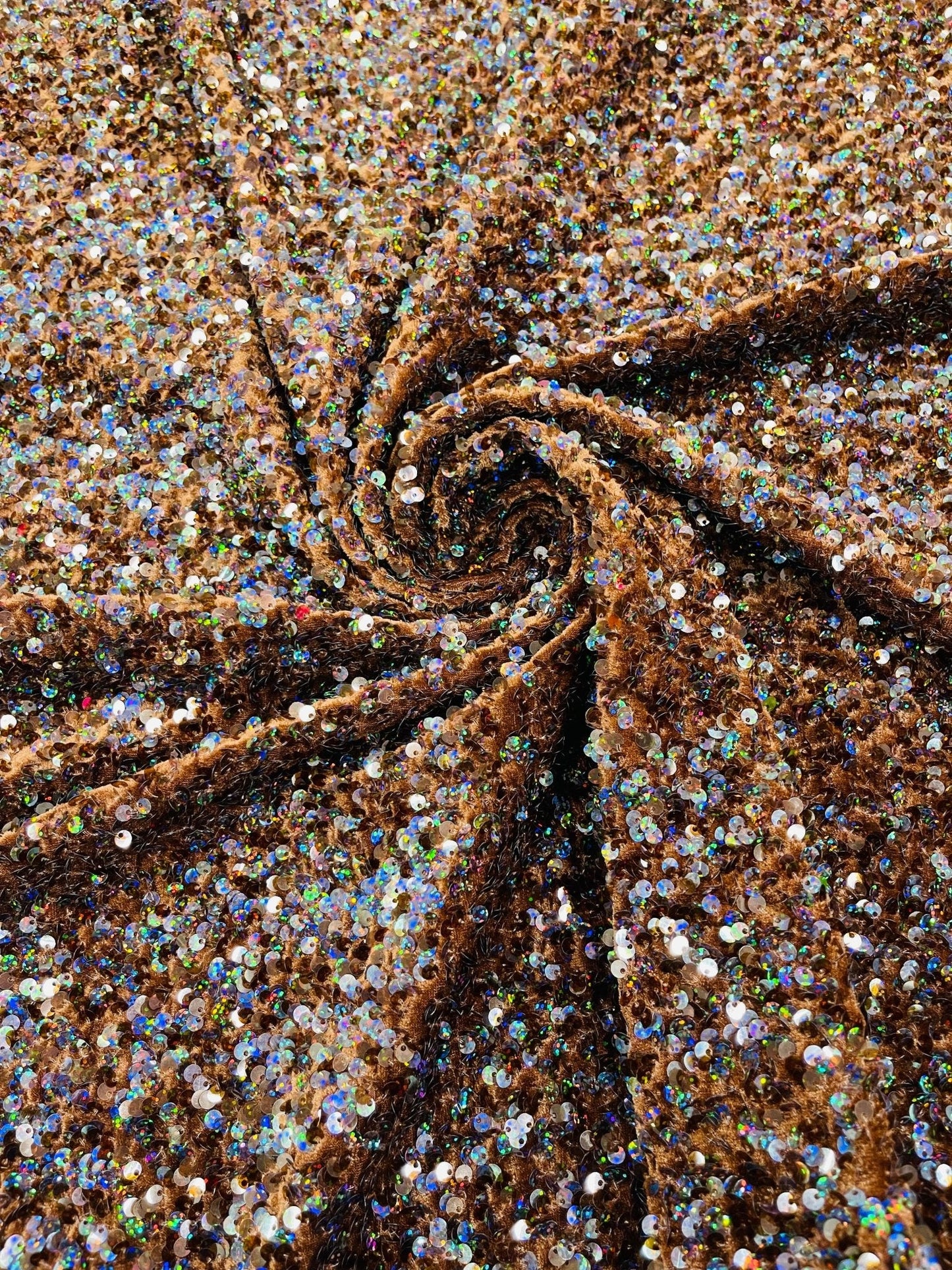 All-Over 5mm Shiny Sequins Stretch Velvet 54" Wide| New Creations Fabric & Foam Inc.