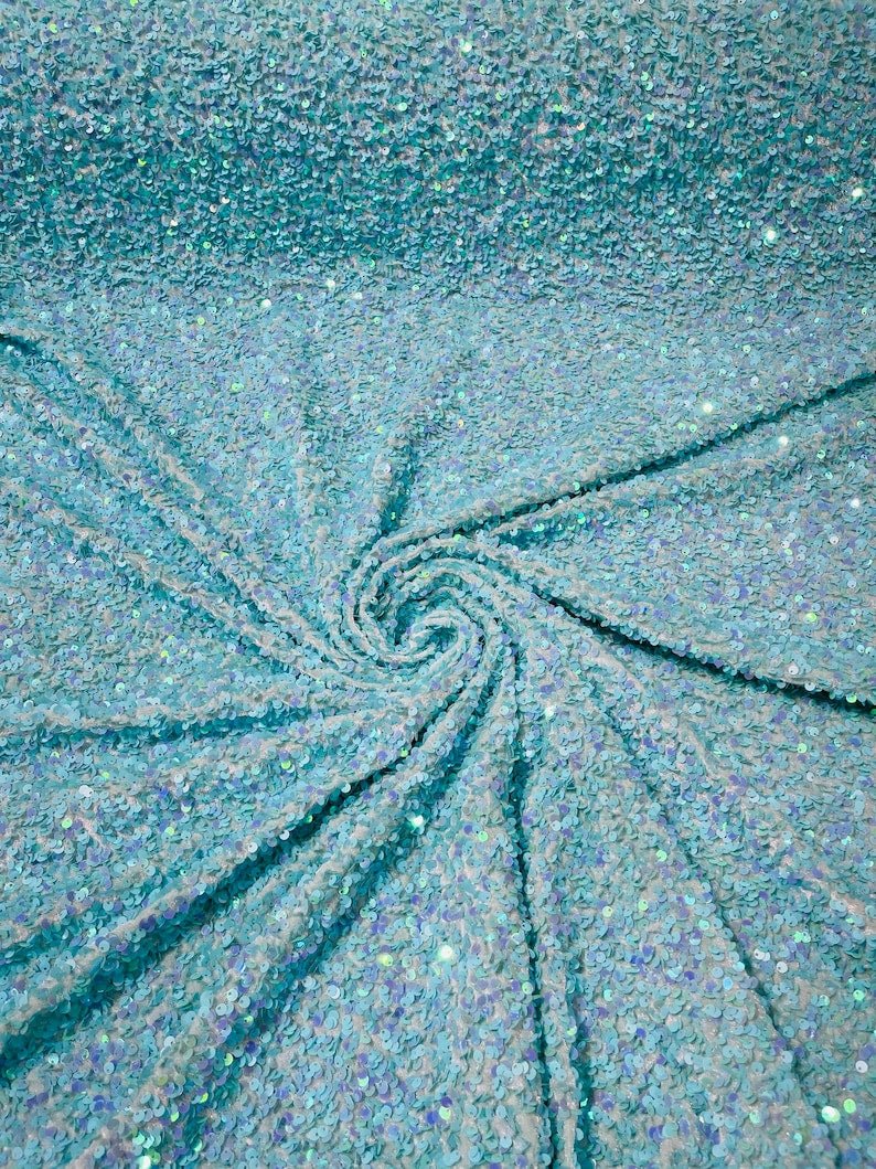 All-Over 5mm Shiny Sequins Stretch Velvet 54" Wide| New Creations Fabric & Foam Inc.