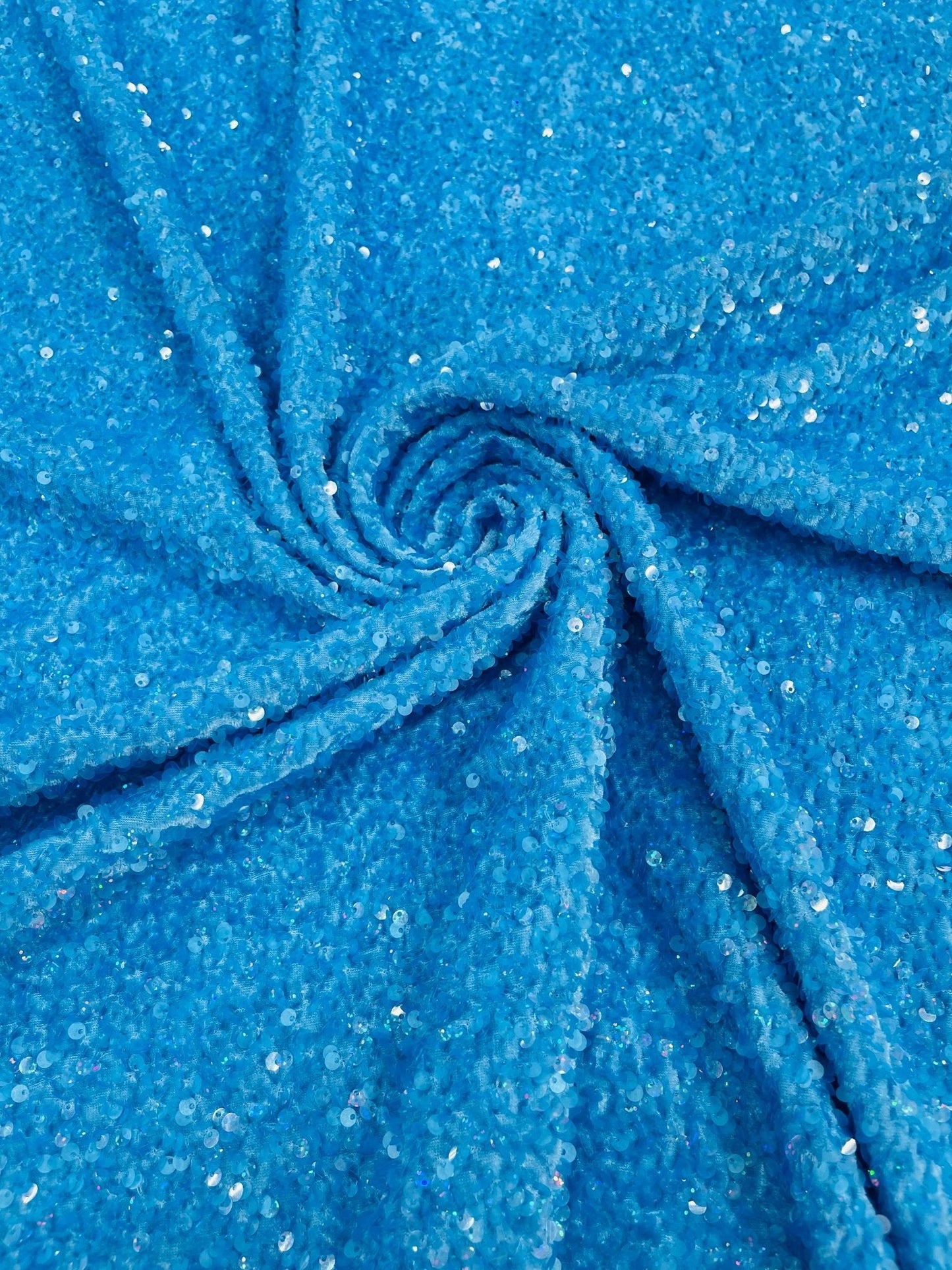 All-Over 5mm Shiny Sequins Stretch Velvet 54" Wide| New Creations Fabric & Foam Inc.