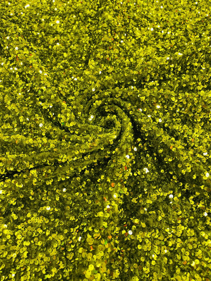 All-Over 5mm Shiny Sequins Stretch Velvet 54" Wide| New Creations Fabric & Foam Inc.