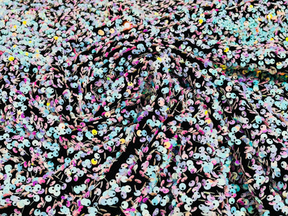 All-Over 5mm Shiny Sequins Stretch Velvet 54" Wide| New Creations Fabric & Foam Inc.