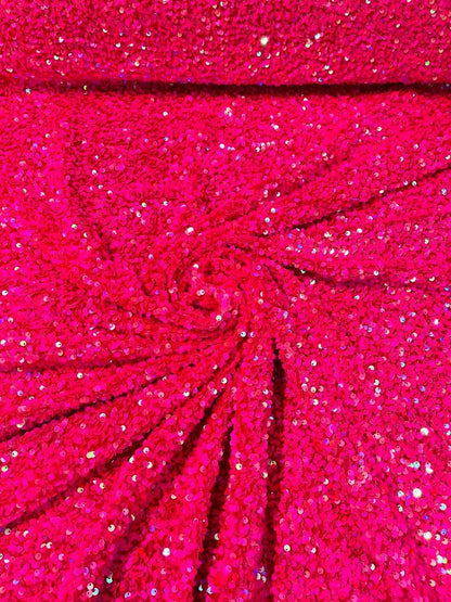 All-Over 5mm Shiny Sequins Stretch Velvet 54" Wide| New Creations Fabric & Foam Inc.