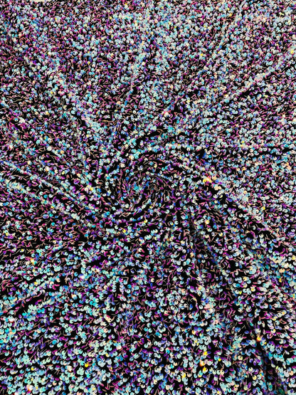 All-Over 5mm Shiny Sequins Stretch Velvet 54" Wide| New Creations Fabric & Foam Inc.
