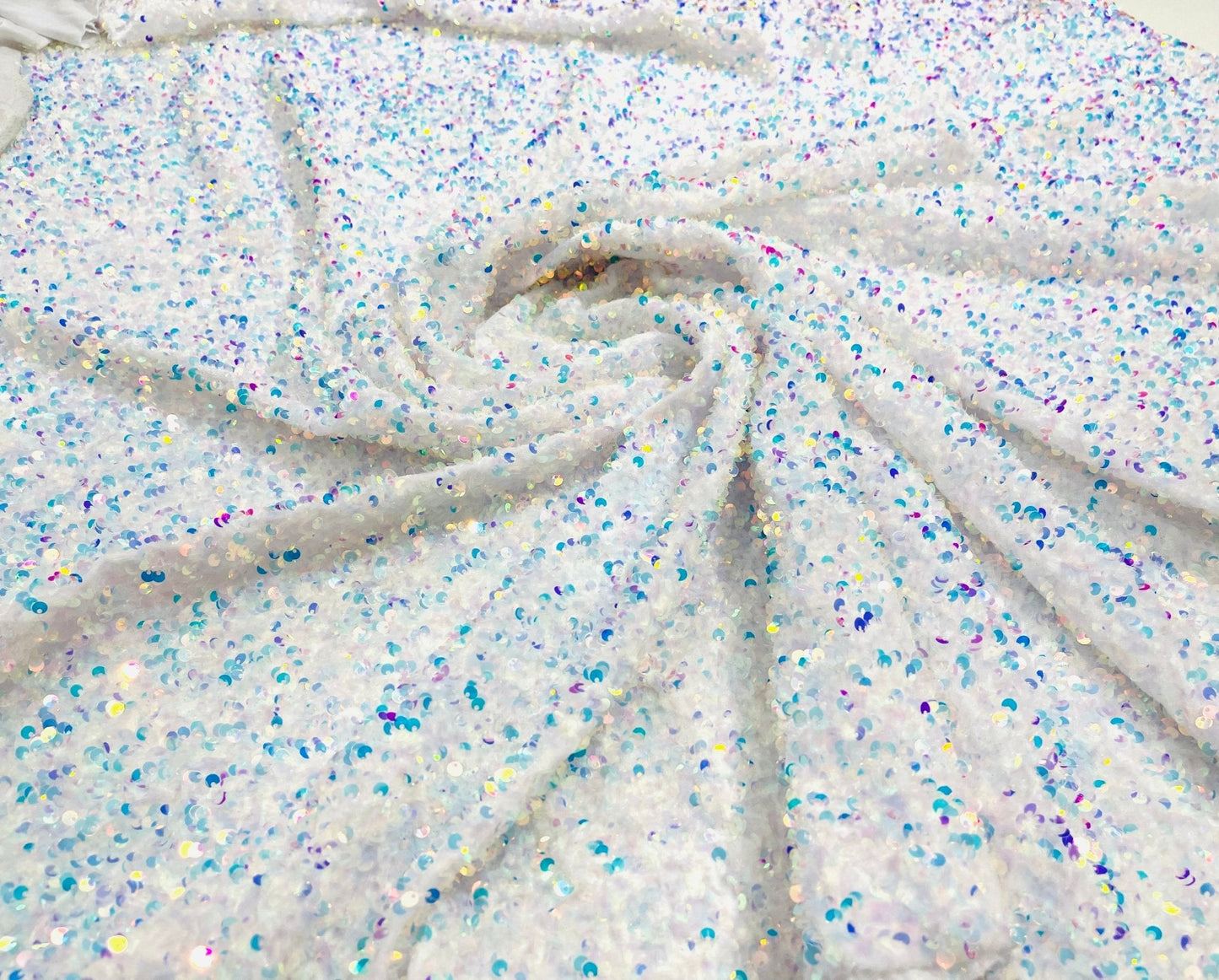 All-Over 5mm Shiny Sequins Stretch Velvet 54" Wide| New Creations Fabric & Foam Inc.