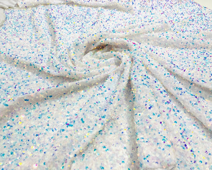 All-Over 5mm Shiny Sequins Stretch Velvet 54" Wide| New Creations Fabric & Foam Inc.