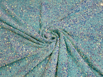 All-Over 5mm Shiny Sequins Stretch Velvet 54" Wide| New Creations Fabric & Foam Inc.