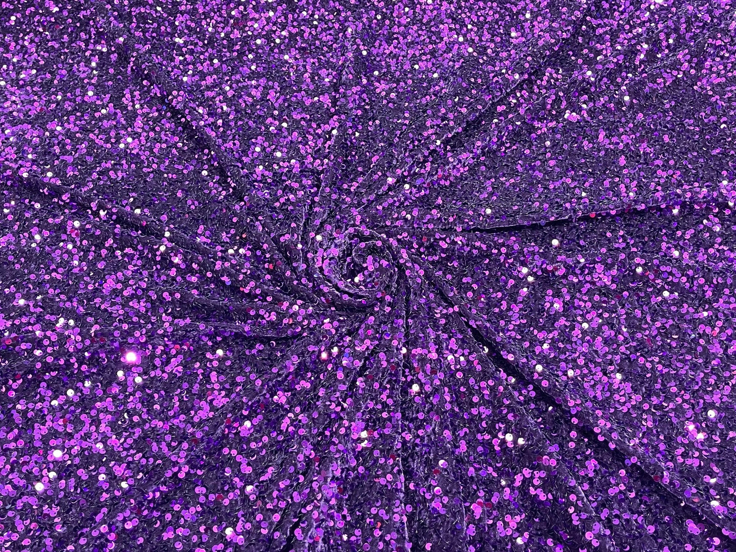 All-Over 5mm Shiny Sequins Stretch Velvet 54" Wide| New Creations Fabric & Foam Inc.