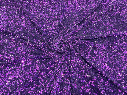 All-Over 5mm Shiny Sequins Stretch Velvet 54" Wide| New Creations Fabric & Foam Inc.