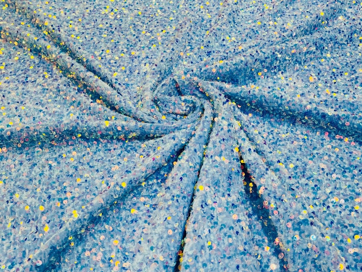 All-Over 5mm Shiny Sequins Stretch Velvet 54" Wide| New Creations Fabric & Foam Inc.