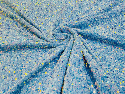 All-Over 5mm Shiny Sequins Stretch Velvet 54" Wide| New Creations Fabric & Foam Inc.