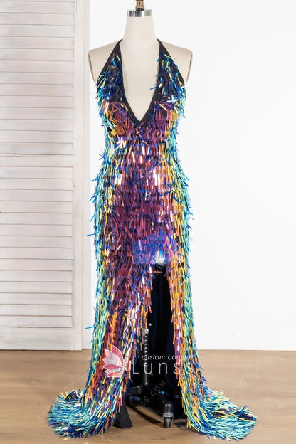 Swords Design Iridescent Sequins Burning Man Costume Craft Fabric Sold By The Yard.