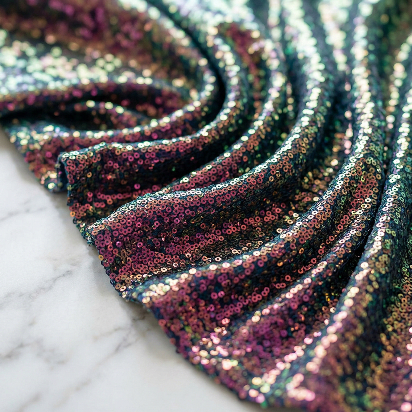 Sword Sequin Fabric by the Yard 54” Wide – Iridescent Flip Sequin Stretch Fabric for Dresses, Costumes, Backdrops & Event Decor