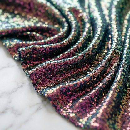 Sword Sequin Fabric by the Yard 54” Wide – Iridescent Flip Sequin Stretch Fabric for Dresses, Costumes, Backdrops & Event Decor