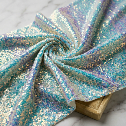 Sword Sequin Fabric by the Yard 54” Wide – Iridescent Flip Sequin Stretch Fabric for Dresses, Costumes, Backdrops & Event Decor