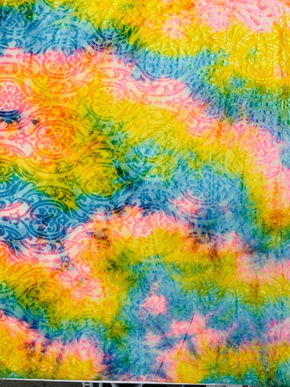 Tie Dye Damask Burnt out Stretch Velvet 58" Wide| New Creations Fabric &amp; Foam Inc