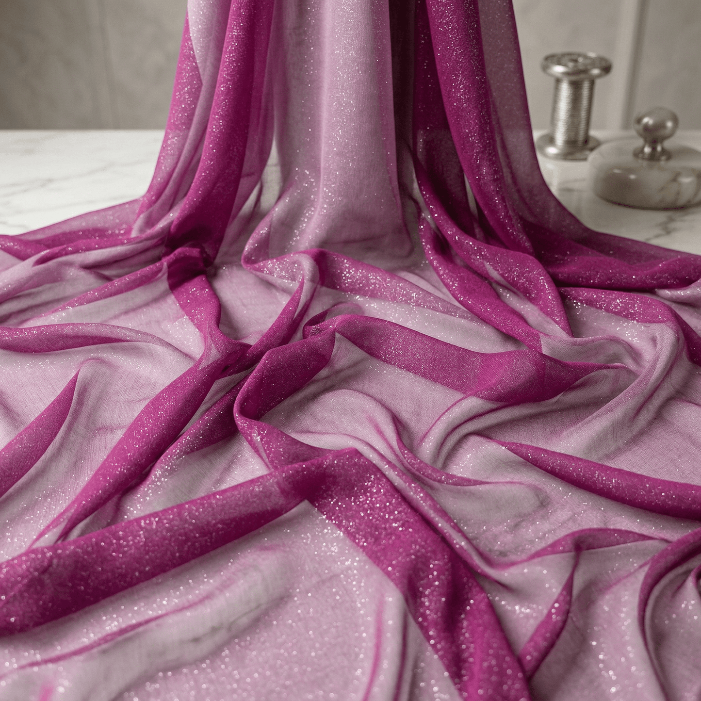 Two Tone Chiffon Fabric 58” Wide by the Yard – Sheer Ombre Chiffon Fabric for Dresses, Draping, Scarves, Wedding Decor & Overlays