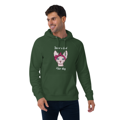 "NEVER A BAD HAIR DAY" UNISEX ECO HOODIE