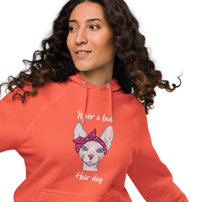 "NEVER A BAD HAIR DAY" UNISEX ECO HOODIE