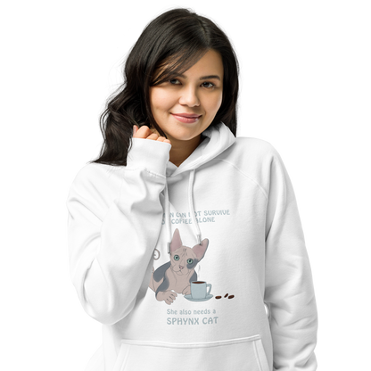 "WOMAN CAN'T SURVIVE ON COFFEE ALONE" ECO HOODIE