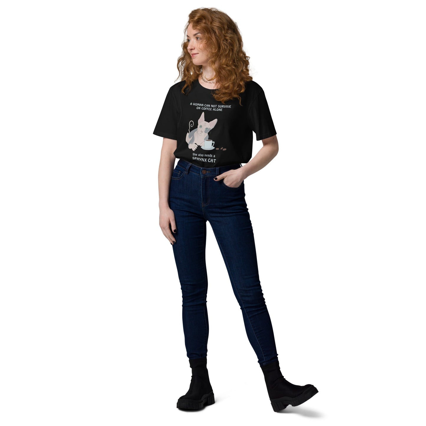 "WOMAN CAN'T SURVIVE ON COFFEE ALONE" WOMAN'S ECO TEE