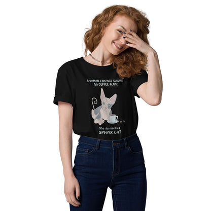 "WOMAN CAN'T SURVIVE ON COFFEE ALONE" WOMAN'S ECO TEE