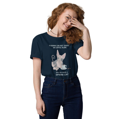 "WOMAN CAN'T SURVIVE ON COFFEE ALONE" WOMAN'S ECO TEE