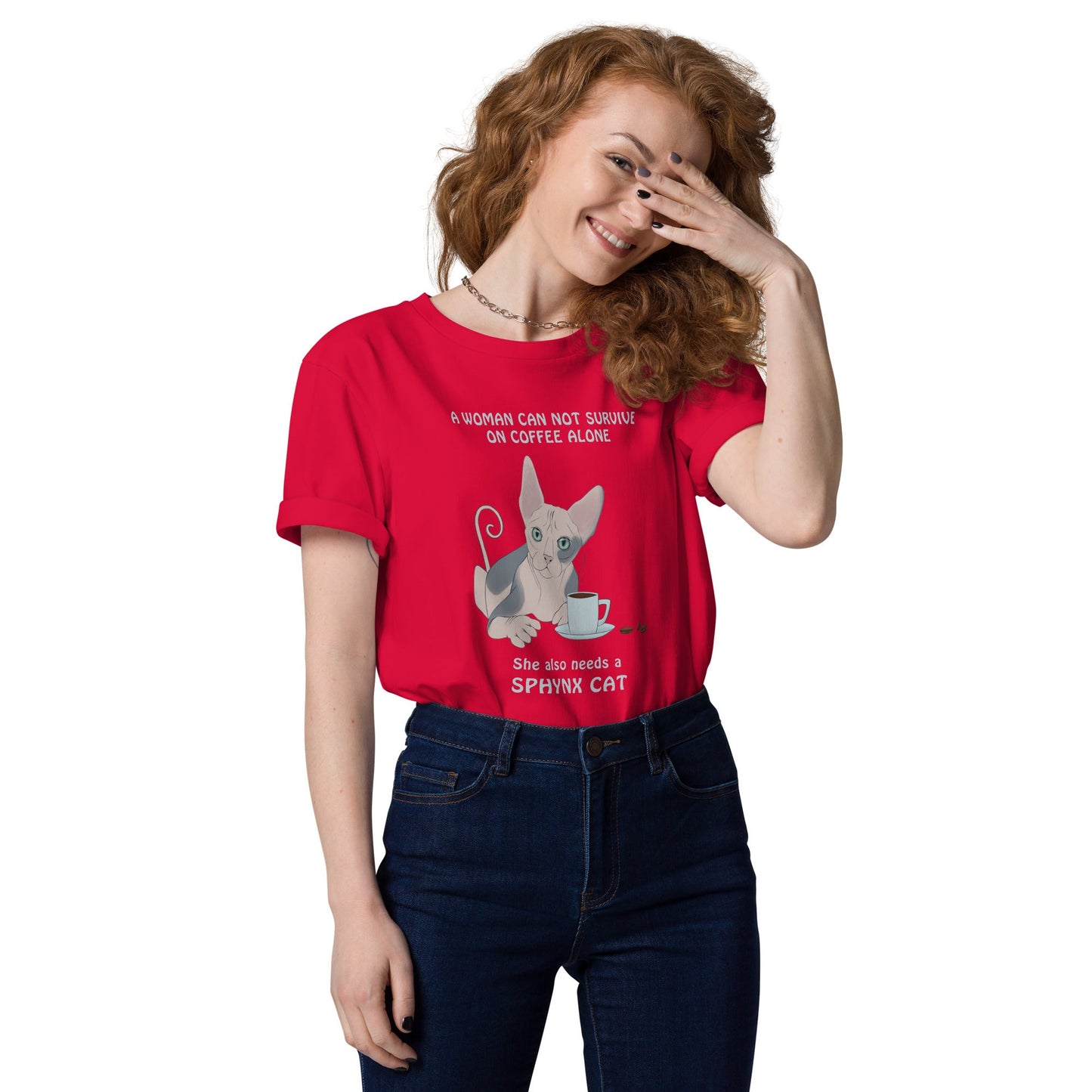 "WOMAN CAN'T SURVIVE ON COFFEE ALONE" WOMAN'S ECO TEE