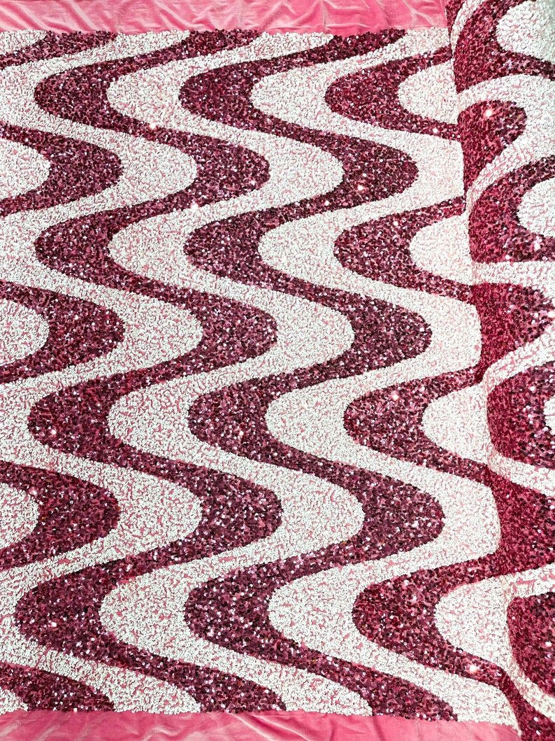 Wave Sequin Stretch Velvet 54" Wide| New Creations Fabric & Foam Inc.